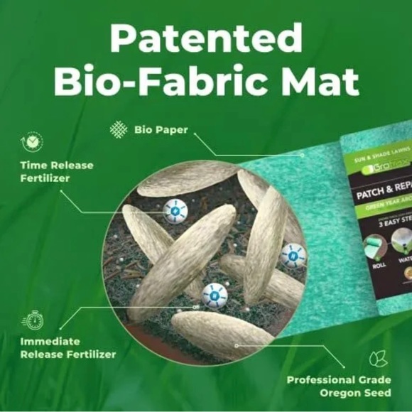 100 sq. ft. Grotrax Quick Fix Year Round Green Mixture Grass Roll Out Seed Mat - Picture 8 of 9